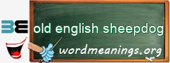 WordMeaning blackboard for old english sheepdog